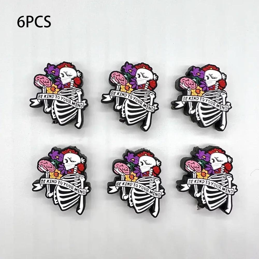 

6/25PCS Halloween Skull Silicone Bead Set, perfect for DIY handmade crafts such as keychains, necklaces, bracelets, etc