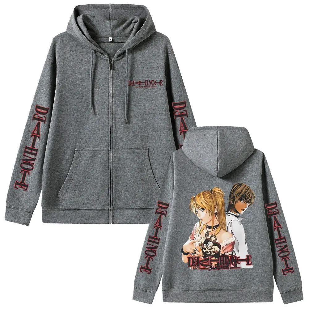 Anime Death Note Misamisa & Yagami Light Zipper Hoodie Men Women Fashion Oversized Jacket Coat Male Cartoon Manga Zip Up Hoodies
