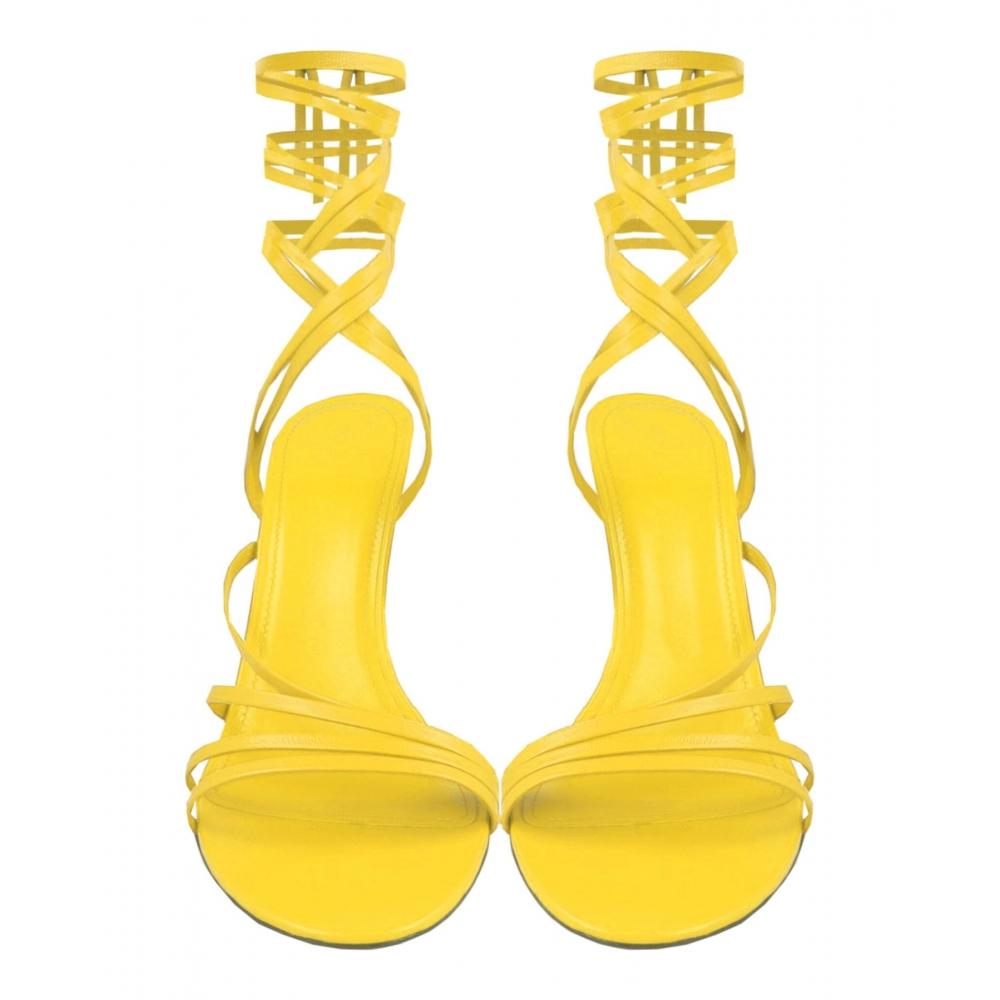 Salvatore Ferragamo Victoria X5 Wrap Tie Sandals Dark Yellow