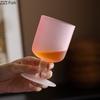 Cherry Blossom Powder Mug Frosted High Footed Crystal Cup Afternoon Black Tea Tall Glass Cup Household Items Drinking Tea Cups