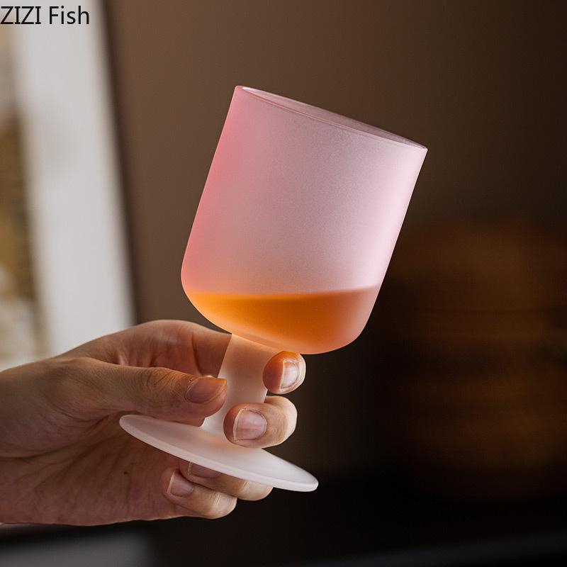 Cherry Blossom Powder Mug Frosted High Footed Crystal Cup Afternoon Black Tea Tall Glass Cup Household Items Drinking Tea Cups