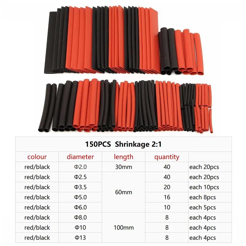 

150PCS Heat-shrink Tubing Thermoresistant Tube Heat Shrink Wrapping Kit Electrical Connection Wire Cable Insulation Sleeving DIY Without box