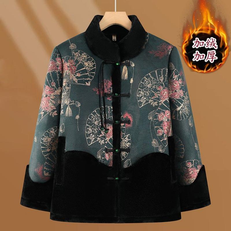 

Пожилое пальто для пожилых женщин зимнее пальто бабушки теплая хлопковая одежда пожилая женщина бархатная одежда Тан мать зима новая хлопковая куртка 6XL [Recommended 160-82.5kg]