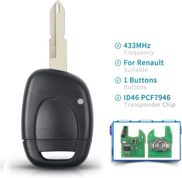 Schlüsselhülle 1 Taste Gehäuse Schlüssel Fernbedienung Clio 2, Autoschlüssel Fernbedienung für Re-Nault Twingo Clio 2 Master Kango