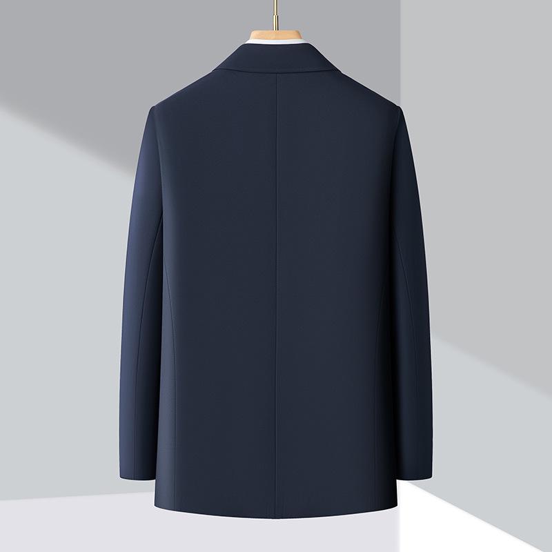 Autumn 2025 Men's Iron-Free Lapel Windbreaker Jacket for Middle-Aged & Elderly - Casual, Versatile, Buttoned Coat