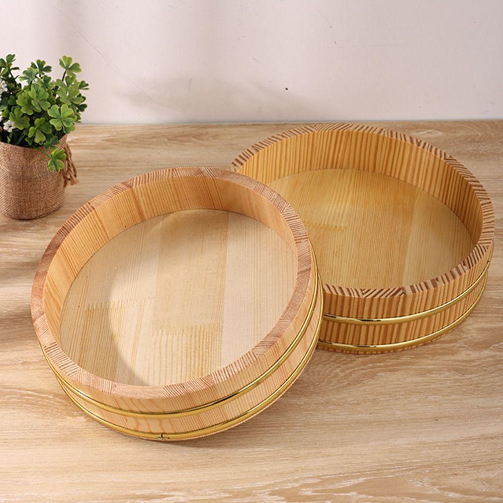 Rustic Wood Box Reusable Japanese Steamer Barrel Plate Basket Round Tray  Food Serving