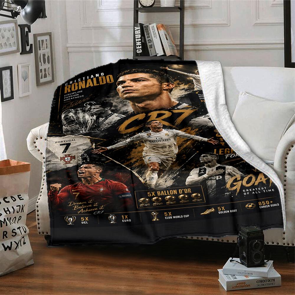 Ronaldos Legacy Lights bedruckte Flanelldecke, atmungsaktiv und warm, ein stilvolles Geschenk für Zuhause, geeignet für den Gebrauch zu Hause, im Büro und als Tagesdecke. 0713a5