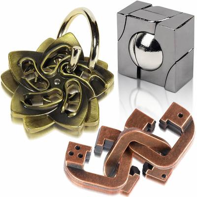 3PCS High Difficulty Brain Teaser Metal Puzzles for Adults Kids Disentanglement Unlock Interlocking IQ Challenge Creative Gifts