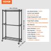 Heavy Duty Clothes Rack, Double Hanging Rods Clothing Garment Rack with Bottom and Top Storage Tier, Rolling Clothing Rack for Hanging Clothes, 1''