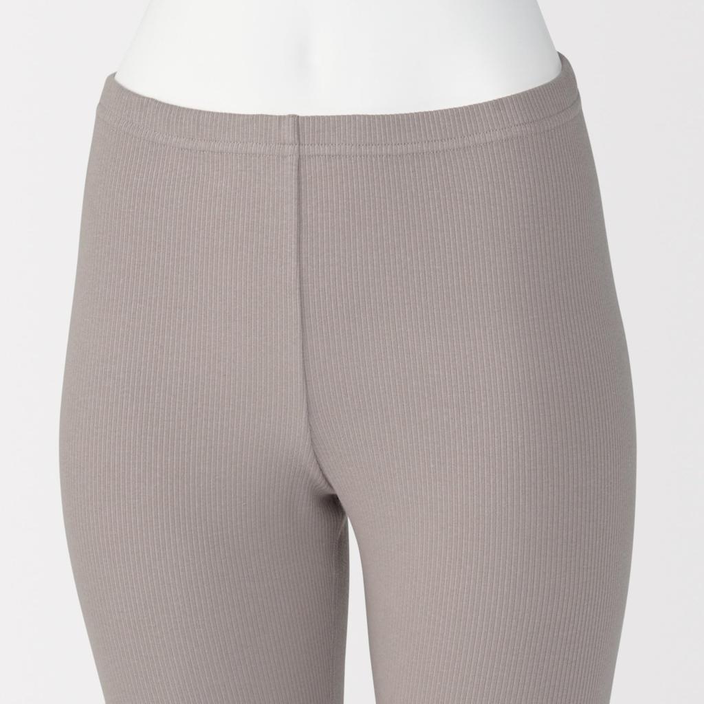 MUJI Stretch Ribbed Leggings DGA14A6S Grayish Brown XL Women's (Full Length)
