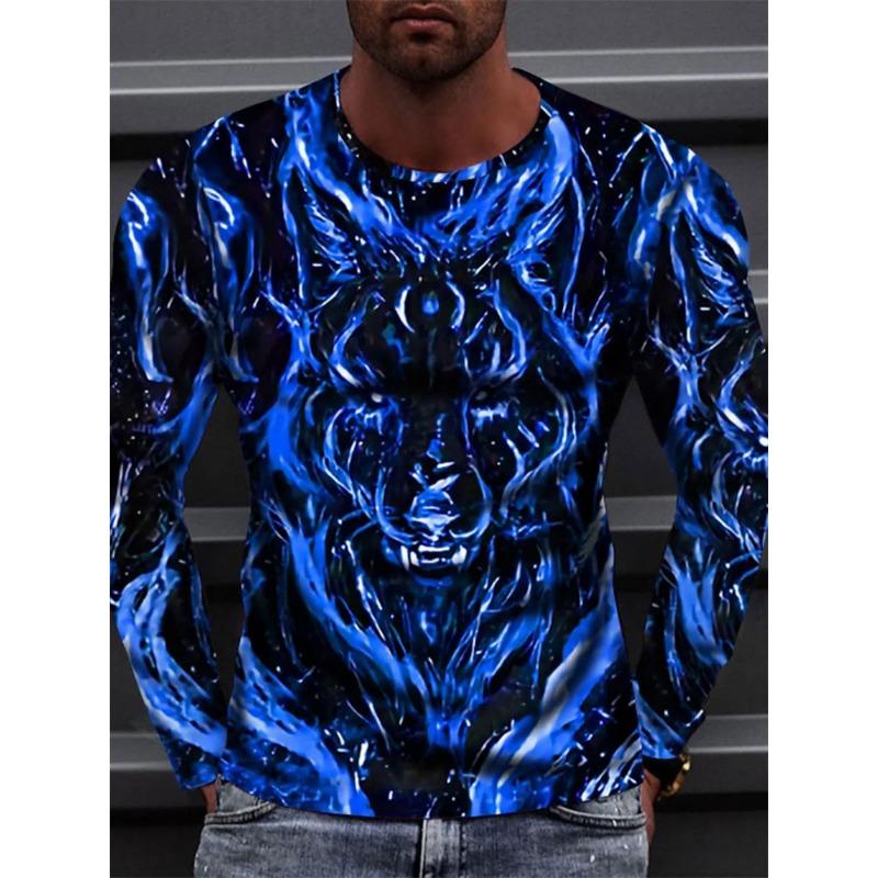 Уличная мода Мужская футболка с длинным рукавом с принтом скорпиона Осень Повседневная мужская футболка с длинным рукавом Верх для занятий спортом на открытом воздухе Мужской топ с длинным рукавом