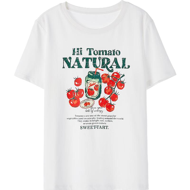 

BETU Women s Summer Colorful Pattern Pure Cotton Loose T-Shirt M