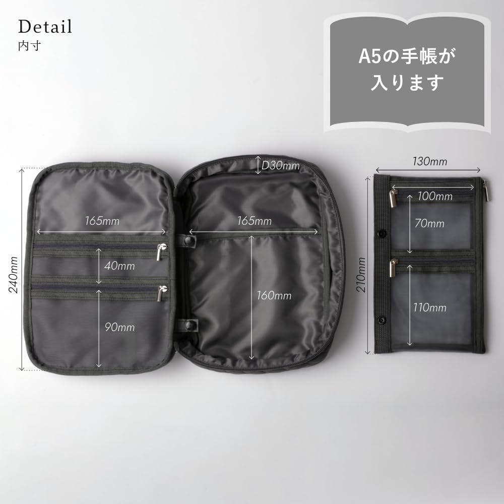 Stationery Large Holds Multiple Easy To Planner Notebook A5 Stationery Y-Style Case, Capacity, Books, Pockets, Carry, Pouch, Storage, Planner, Case,