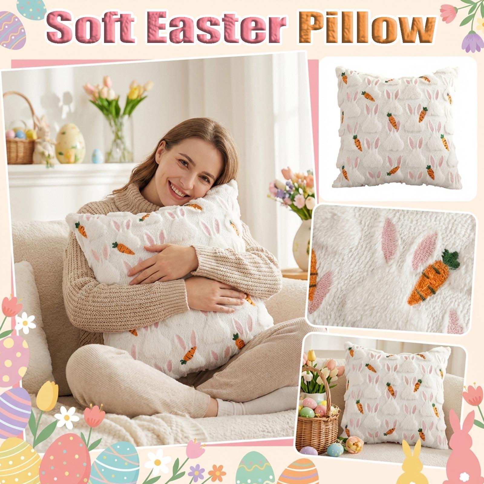 

Новая вышитая полотенцем наволочка на Пасхальную подушку, Милая подушка на изголовье кровати, Праздничное украшение, Трансграничная наволочка One Size белый