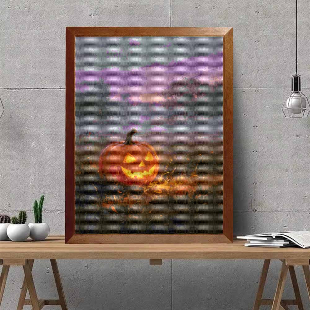DIY Full Drill Diamond Painting Kit Halloween Pumpkin Design Rhinestone Canvas Art Relaxing Handmade Gift for Adults
