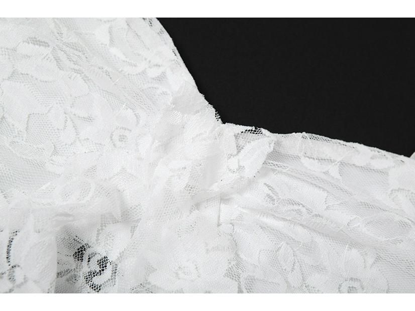 2024 Summer Women's Hollow Lace Irregular Hem Dress - European & American Sexy Chic