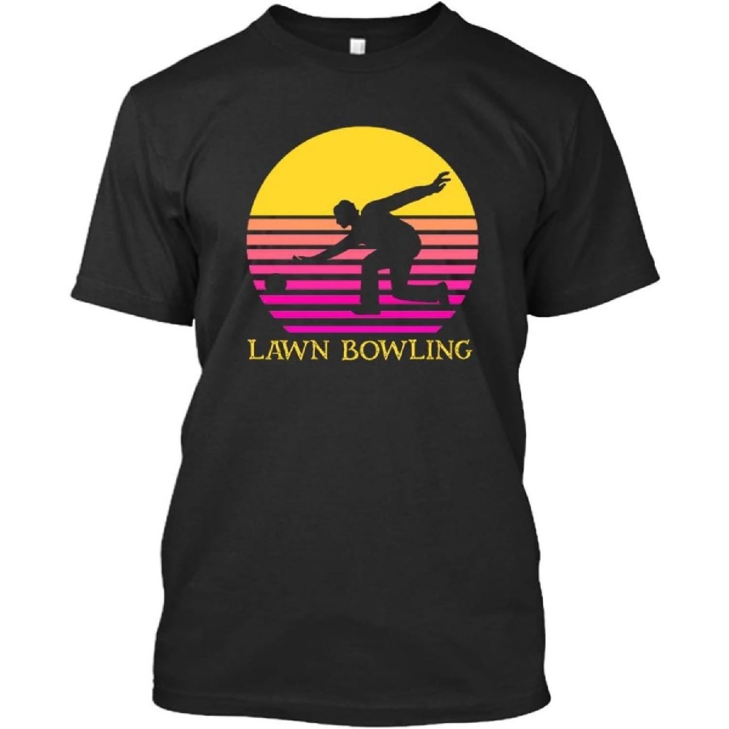 

Retro Funny Lawn Bowling Sunset Bowling Lover Gifts T-Shirt for Men Women _ by VnSupertramp Apparel (CA Direct) Black XXXXXL різнокольоровий
