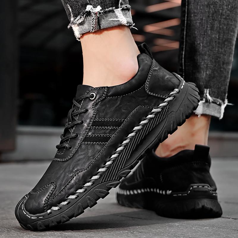 Spring Autumn Brand Mens Genuine Leather Shoes Flat Soft Mens Casual Shoes Fashion Male Footwear