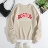 Autumn Letter "Boston International" Printed Hoodies Fashionable Casual Classic Sports Long Sleeved Women's Hoodies