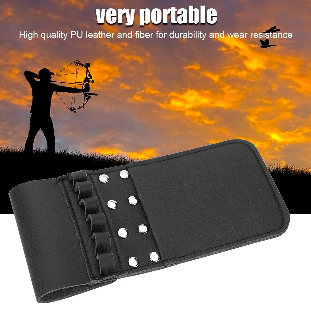 Portable Quiver PU Leather 6pcs Waist Holder Bag Bow Archery Equiptment(Black)