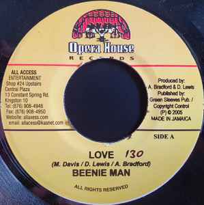 7inch Record BEENIE MAN - Love NONE Opera House 2005 Jamaica Reggae, Ska & Dub Used