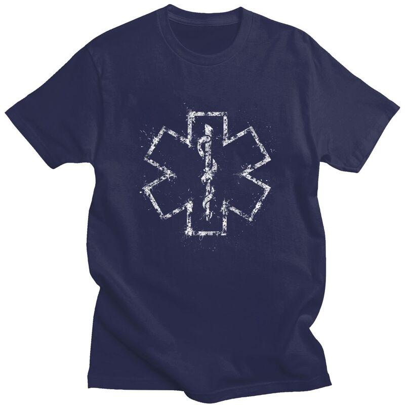 Custom Emt Star Of Life T Shirt Men Short Sleeve Pure Cotton Tshirt Leisure Paramedic Medic Ambulance Tees Streetwear Tshirts