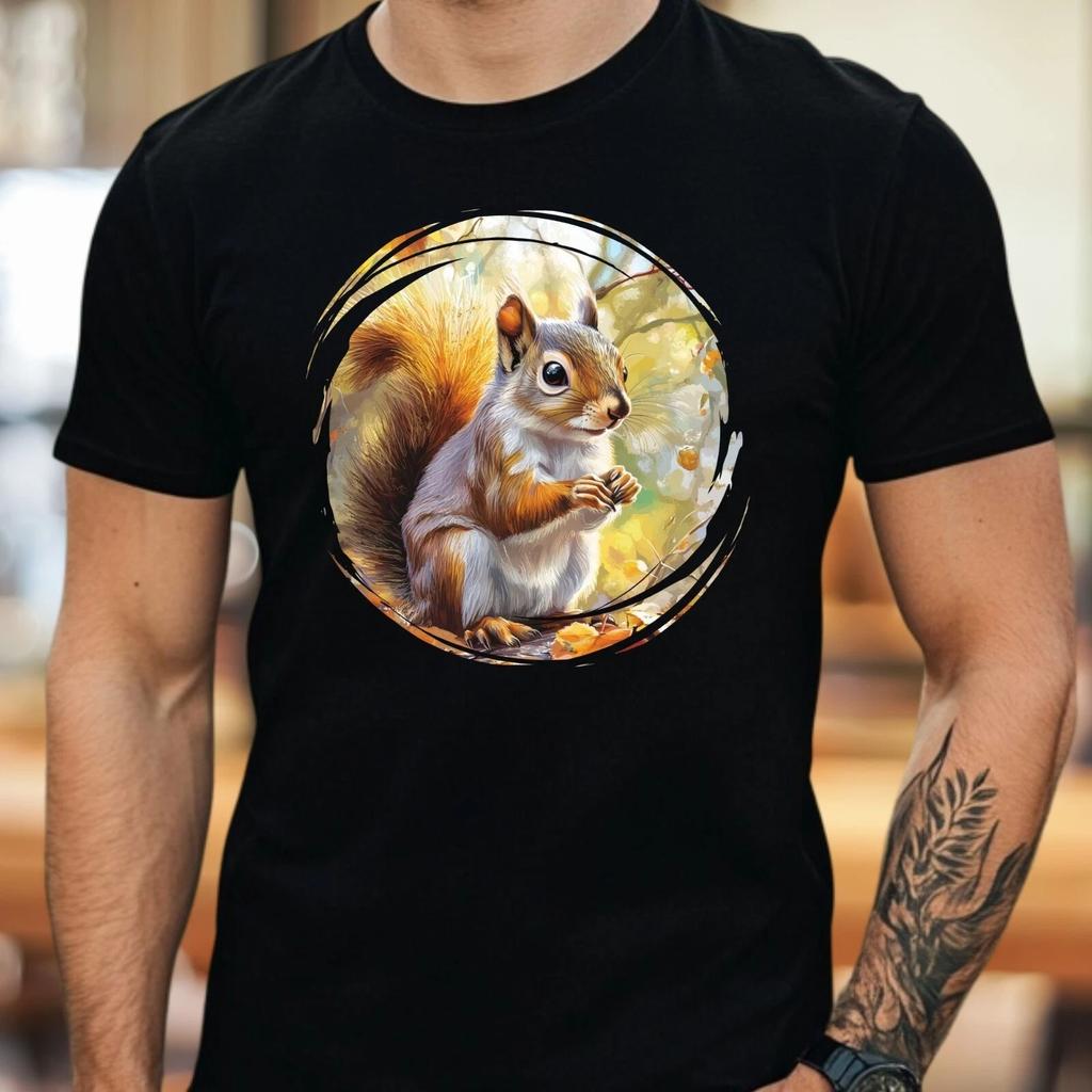 T-Shirt Herren Eichhörnchen Motiv Baumwolle Größe S bis 5XL