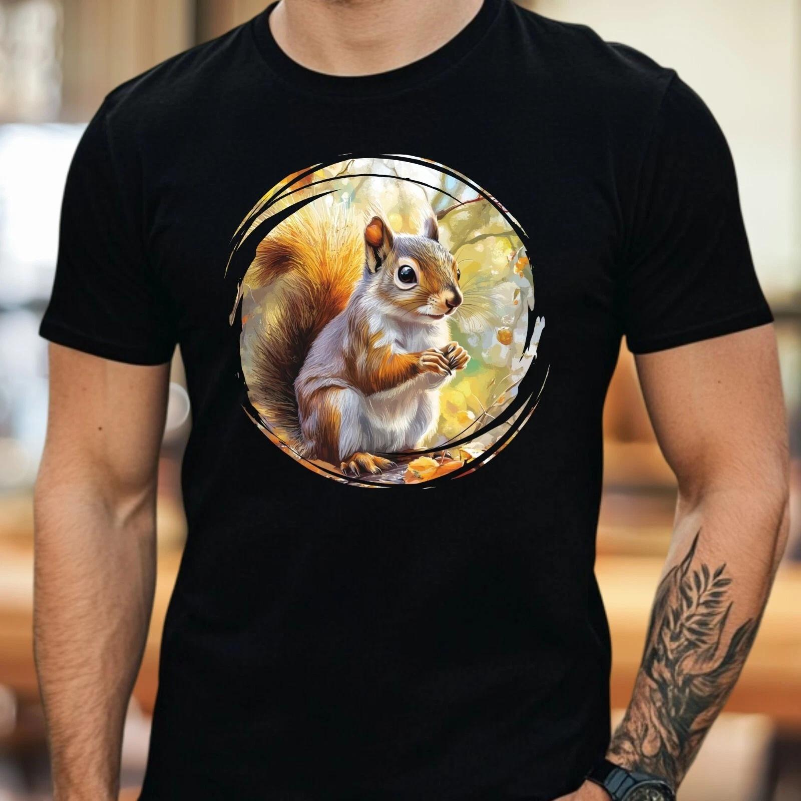 T-Shirt Herren Eichhörnchen Motiv Baumwolle Größe S bis 5XL L