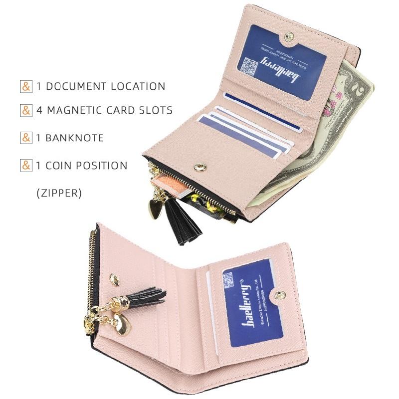 Baellerry Frauen-Kartenhalter-Art- und Weisekunstleder-Reißverschluss-Geldbörsen-Geldbörse