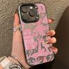 Phone Case for iPhone 15 13 14 Pro Max 11 12 Pro Mini X XR XS 7 8 Plus SE2 Fashion Pink Leopard Electroplate Hard Matte Cover