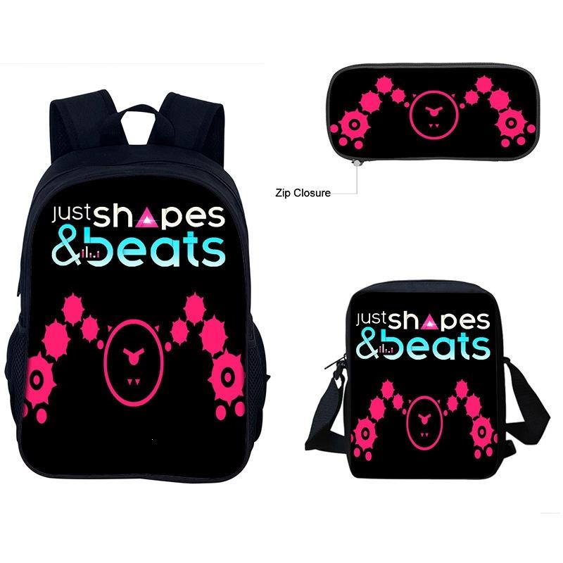 Just Shapes&Beats Kids Backpack Set 3-Piece for School Students Lightweight Ergonomic Large Capacity Fun Pattern