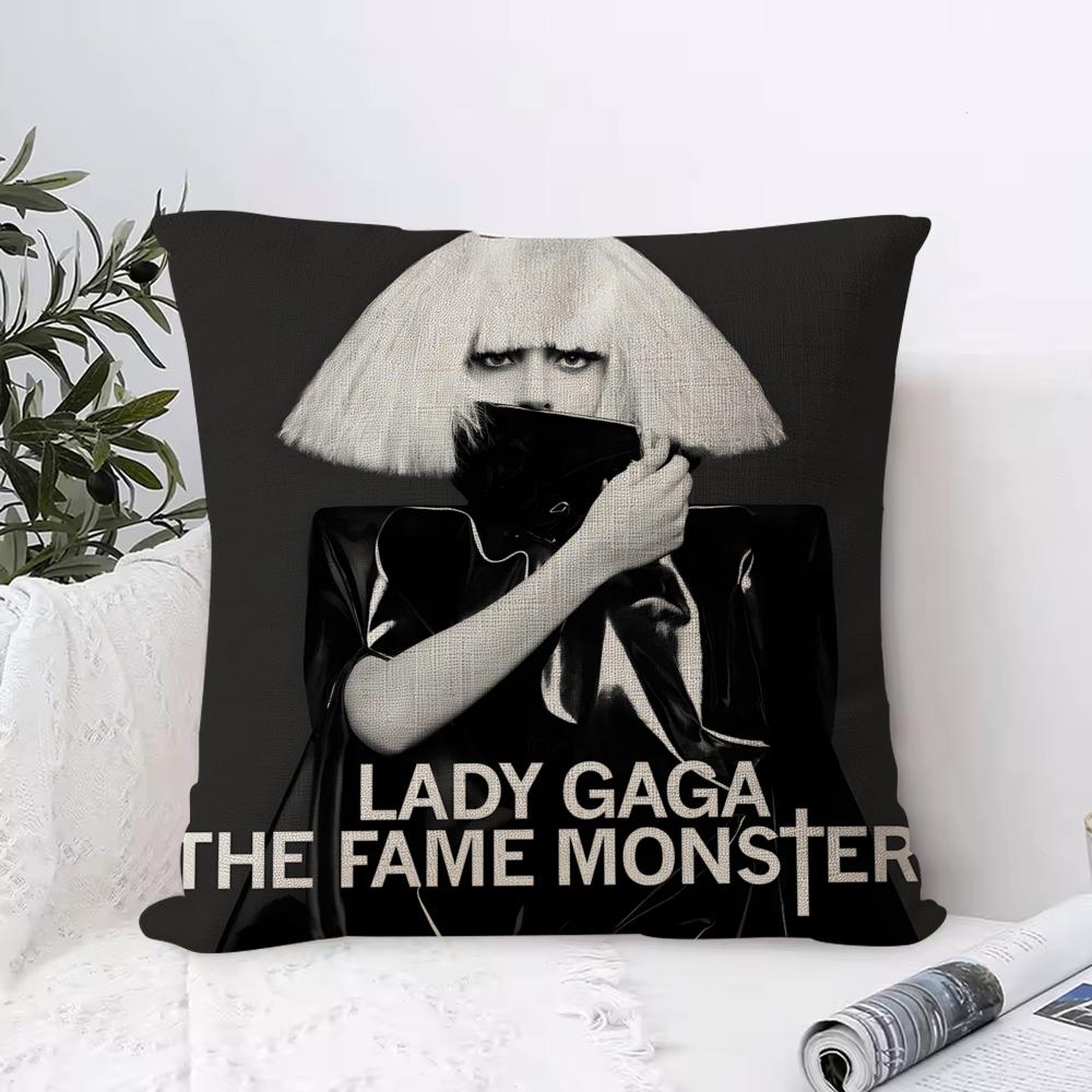 Lady Gaga Cushion Cover Breathable Linen Pillow Cover Skin-Friendly Home Decor Pillowcase With Hidden Zipper