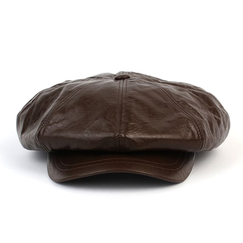 Universal kemi Sprickigt Läder Brun Bältad Newsboy Keps