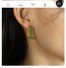 European and American Style Stainless Steel Zirconia Rectangle Earrings for Women