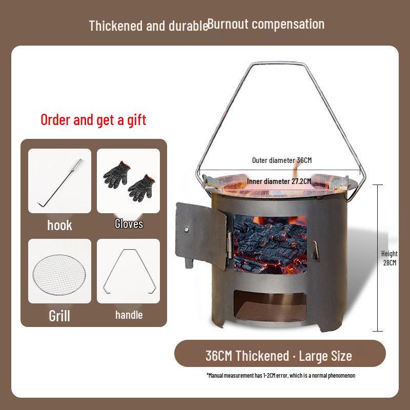 Portable Outdoor Firewood Stove for Camp Cooking and Tea Brewing