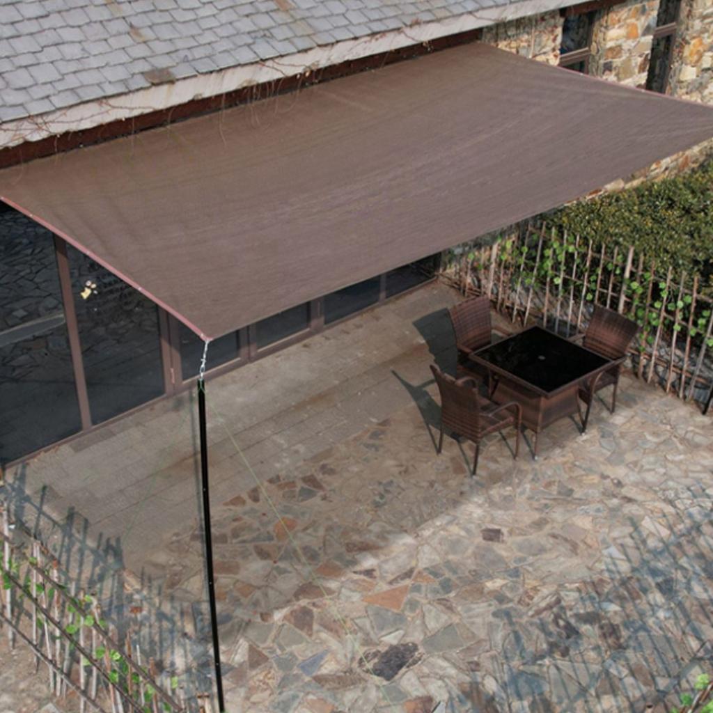 Sun Shade Cloth Polyethylene Sun Shade Sail Canopy Cover with 4 Ropes for Outdoor Garden Patio Backyard Deck Coffee