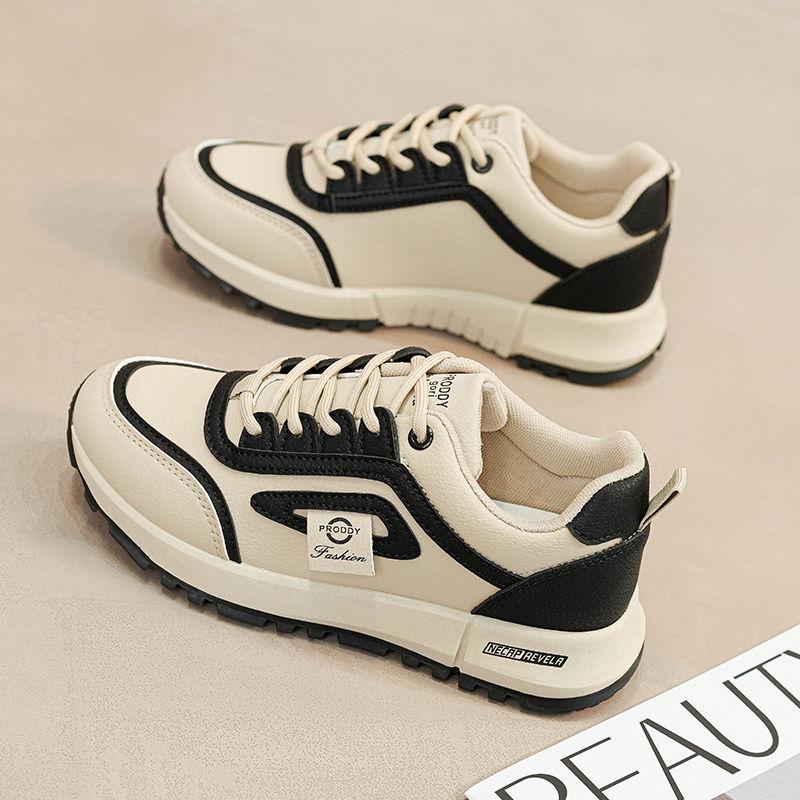 2025 Spring and Autumn New Lightweight Soft-soled White Shoes Student Leather Casual Dad Shoes Forrest Gump Shoes Versatile Travel Shoes