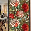 Colorful Retro Floral & Bird Static Cling Window Film - No Glue, Removable