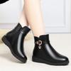 Mom shoes winter velvet thickened warm short boots middle-aged soft leather middle-aged and elderly cotton boots flat heel non-slip soft sol