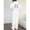 Casual Women's Suit with Interesting Printed Patterns, Fashionable Hooded Sweatshirt and Wide Leg Pants Set