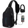 Geantă mică Lumesner® cu încărcare USB pentru băieți și fete Geantă de piept pentru alergare și ciclism Geantă sport casual cu orificiu pentru cablu pentru căști
