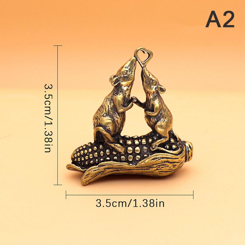 Brass Animal Mice Love Rice Figurines Car Key Chain Pendants Jewelry Diy Keyring Hanging Accessories Cute Rat Keychain Gifts