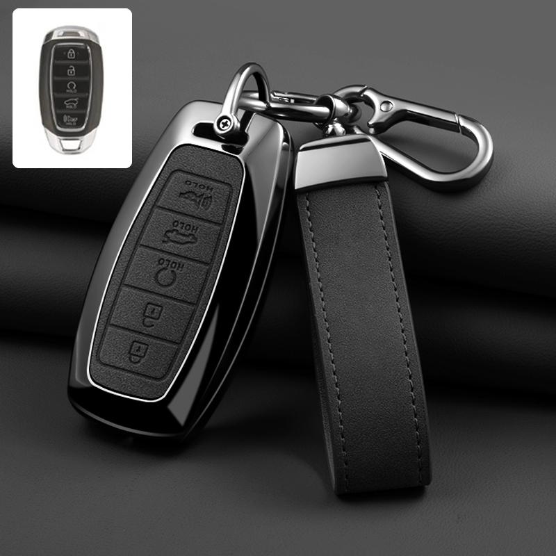 3/4/5 Button Zinc Alloy Leather Car Key Cover For Modern I30 Ix35 Kona Encino Solaris Azera Grandeur Ig Accent Santa Fe Palisade