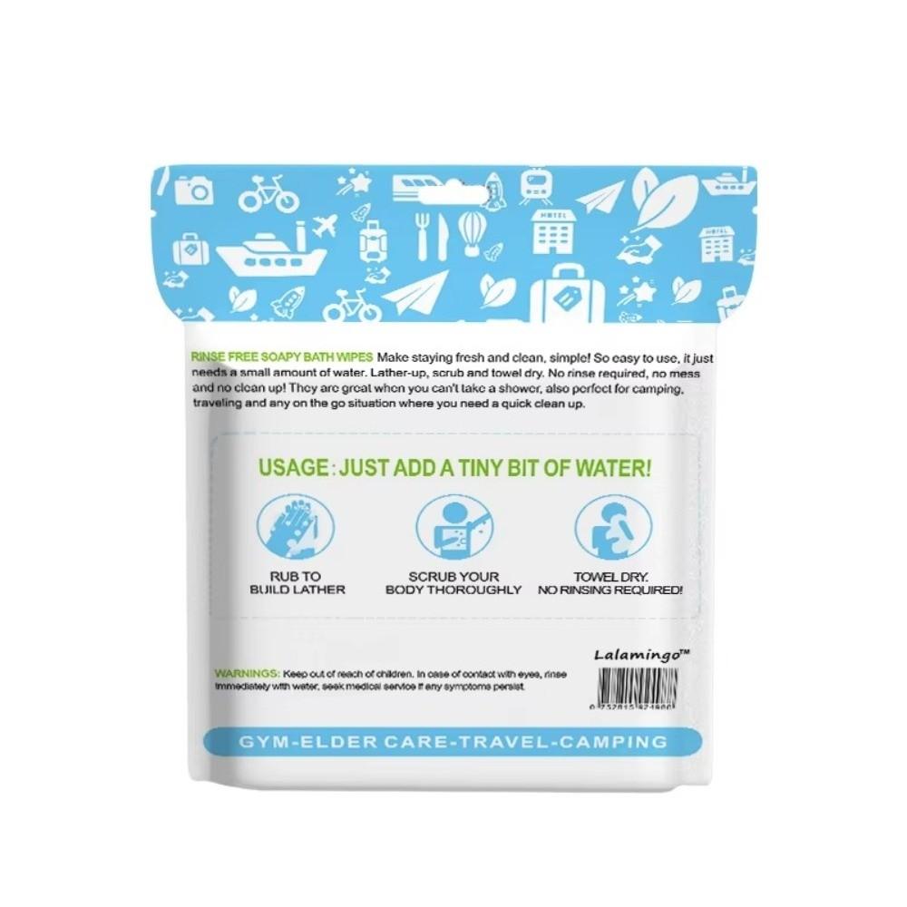 25 Pieces Soap Shampoo Infusedy No Rinse Bathing Wipes 20x20cm Foaming Towels Shower