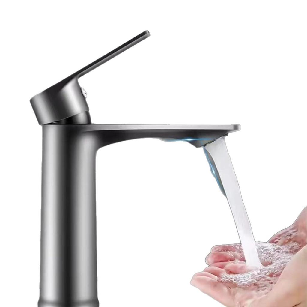 Vanity Basin Faucet with Pull-up Drain for Hot & Cold Water