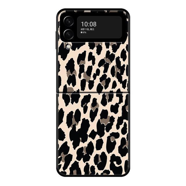 Fashion Leopard Print Panther Black Pc For Samsung Galaxy Zflip3 Z Flip3 5g Zflip Flip Smartphone Case