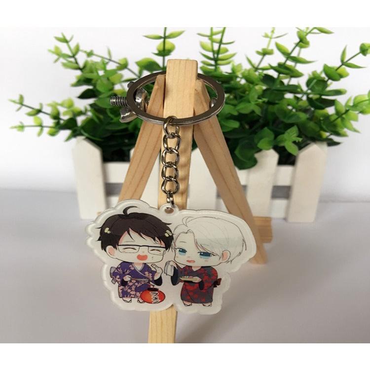 Popular Anime Yuri!! Victor Katsuki Yuri Plisetsky Acrylic Keychain Keyring Gift 100% Brand New High Quality 5cm Ice Skating Theme