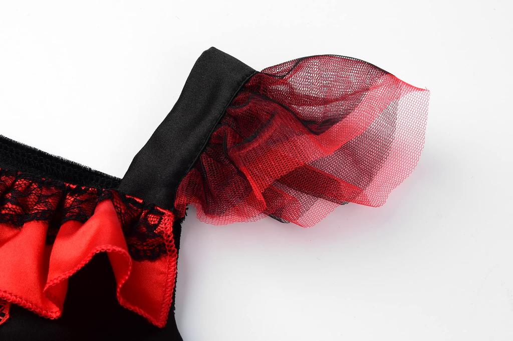 ReliBeauty Devil Cosplay Halloween Costume for Little Witch Kids Birthday Horned Size 130 Costume, Girls, Devil, Costume, Costume, Christmas, Party,
