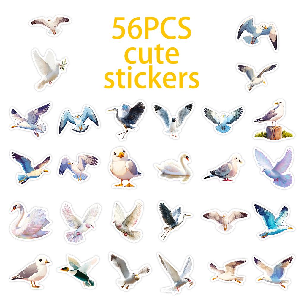 56 Realistic White Bird Graffiti Stickers Do Not Repeat Waterproof Stickers