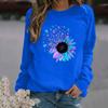 Women's Fashion Casual Print Round Neck Sweater Loose Sports Tops Pullover